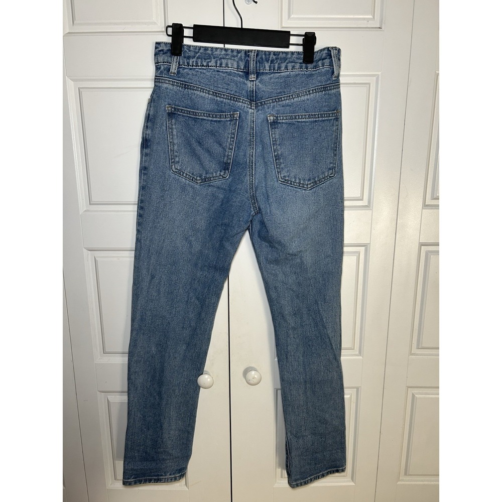 Princess Polly Hayden High Rise Straight Distressed Jeans Size 4 Light Wash Y2K - Picture 4 of 7